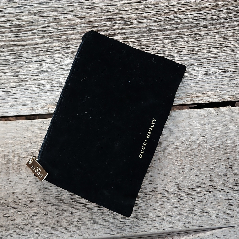 Gucci Black Velvet Beauty Bag with Gold Tag